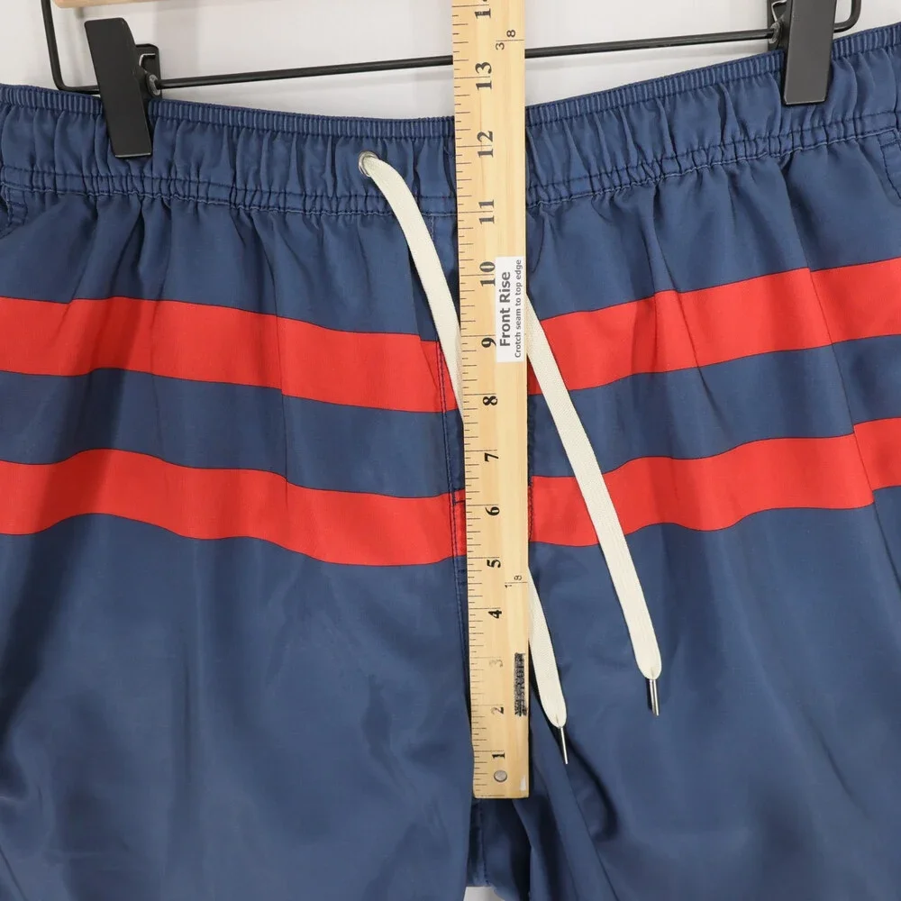 Fair Harbor Anchor Swim Trunks Mens XL Navy Blue Striped Breezeknit Liner